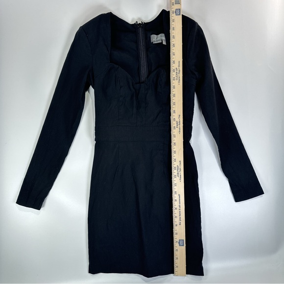 By Anthropologie corset seam black mini dress long sleeve size 0 - Picture 8 of 10